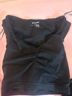 Garage Black Ruched-Front Cami Top